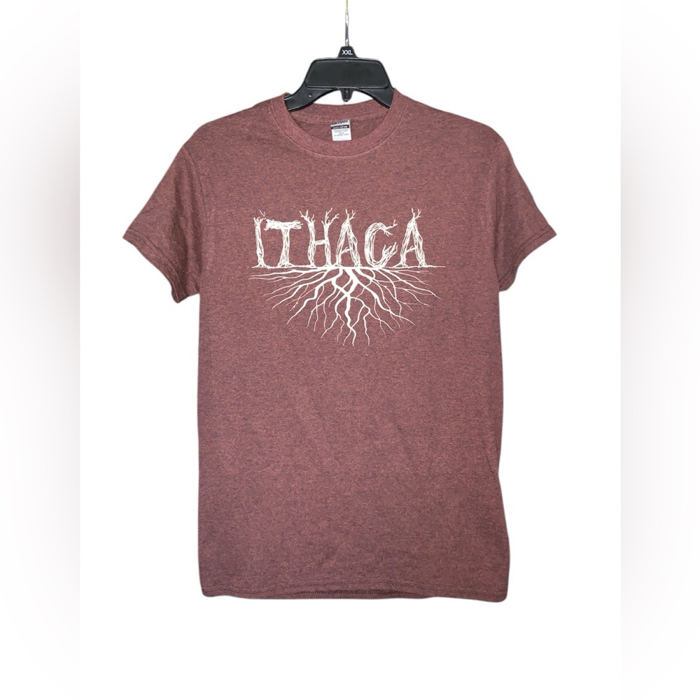 Ithaca Roots Brown‎ Tee Shirt Heavy Cotton Size Small
